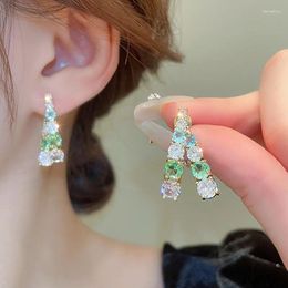 Dangle Earrings Luxurious Front And Back Round Zircon Drop For Women Girl High Grade Sweet Party Jewellery