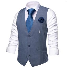 Men's Vests Hi-Tie Formal Silk Classic TR Slim Waistcoat Neck Tie Hanky Cufflinks Brooch Set For Men Suit Wedding Party Designer