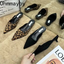 Slippers Spring Pointed Toe Mules Fashion Leopard Print Women Slippers Casual Women's Shoes Women Low Heels Elegant Ladies Outdoor Slide 231016