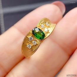 Cluster Rings KJJEAXCMY Fine Jewellery 925 Sterling Silver Inlaid Natural Diopside Ring Trendy Female Support Test Selling