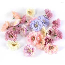 Decorative Flowers 50PCS 6CM Artificial Chrysanthemum Head Multi Layered Silk Flower Home Decoration DIY Handmade Accessories Materials