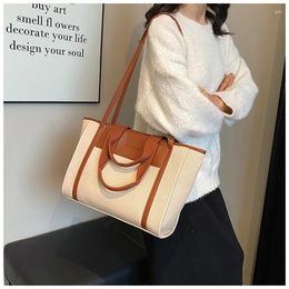 Shoulder Bags Women's Tote Bag 2023 PU Leather And Canvas Messenger Trend Fashion Colour Matching Designer Handbags