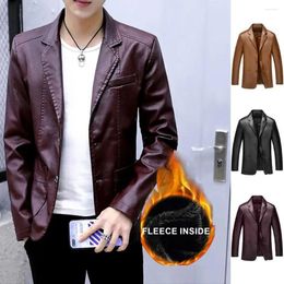 Men's Jackets Mens Leather Jacket Suit Coats Fashion Spring Autumn Business Casual Classic Pu Turn-down Collar Slim Blazers
