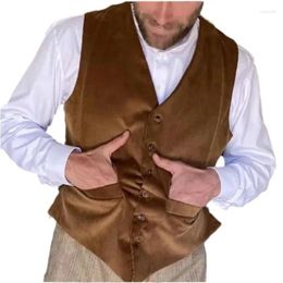 Men's Vests Mens Jacket Vest Spring Autumn Sleeveless Corduroy Coats Slim Single Breasted Male Tops