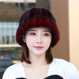 Berets Mink Hat Winter Genuine Leather Fisherman Fur Grass Thickened Warm Korean Version Versatile Top Ear Protector