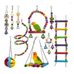 Other Bird Supplies 10Pcs Cage Toys For Parrots Wood Birds Swing Reliable Chewable Bite Bridge Wooden Beads Shape Parrot Accessories