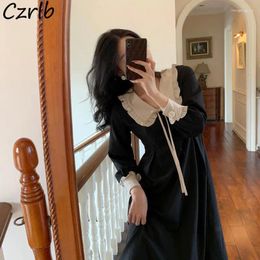 Casual Dresses Long Sleeve Women French Style Sweet Fashion Ladies Party Dating High Waist Girls Streetwear Autumn Vestidos Vintage