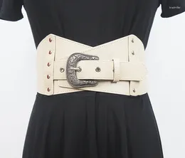 Belts Women's Runway Fashion PU Leather Elastic Cummerbunds Female Dress Corsets Waistband Decoration Wide Belt R1683