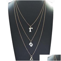 Chains Beyou Greek Sorority Gamma Phi Delta Letters Mtilayer Chain Custom Necklace Jewellery Necklaces Pendants Dhelq