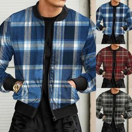 Men's Jackets Clothing Rain Coat Mens Autumn Colorblock For Winter Zip Street Woven With Sports Shoe Stcollar Lacing Plaid Jacket