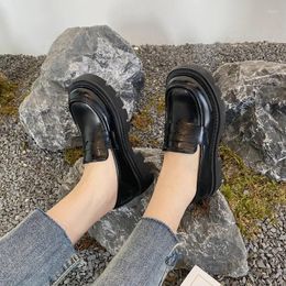 Dress Shoes Ladies Leather British Style Spring PU Black Muffin Student Single Pumps Retro Loafers Women Oxford