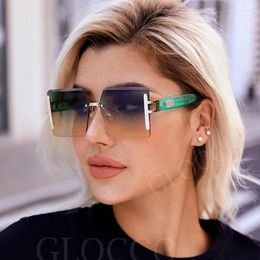 Sunglasses Fashion Rimless Women's Vintage Designer Gradient Square Sun Glasses Female Shades UV400 Eyewear