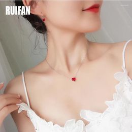 Pendant Necklaces Ruifan 2023 Dainty Red Cubic Zirconia Heart Necklace White Gold Colour Trendy Woman Choker Party Jewellery YNC094