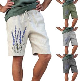 Men's Shorts Fashionable Casual Summer Floral Print Drawstring Pocket Mens Basketball Long Tie Band Workout Short