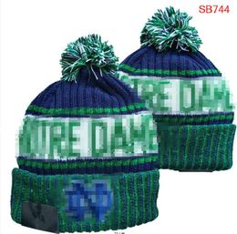 Men's Caps NCAA Hats All 32 Teams Knitted Cuffed Pom Notre Dame Fighting Irish Beanies Striped Sideline Wool Warm USA College Sport Knit hat Beanie Cap For Women a0