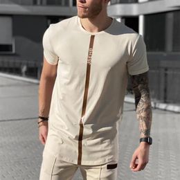 Men's T-Shirts 2021 Men T Shirt Streetwear Casual Short Sleeve Tops Tees Basic Stretch Mens Clothing Chemise Homme262O