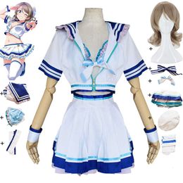 Cosplay Anime Love Live Lovelive Sunshine Aqours Watanabe You Cosplay Costume Wig Swimsuit Halloween Sexy Woman School Sailor Uniform