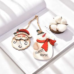 Factory Outlet Haoxin Christmas American style wooden small pendants Santa Claus snowman elk wooden pendants Christmas decorations