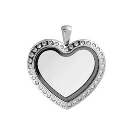 Pendant Necklaces Stainless Steel Magnet Hinged 30mm Heart Shape Locket For Custom Floating Charms Keepsake Xmas GiftPendant302y