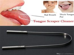 Stainless Steel Tongue Scraper Oral Cleaner Fresh Breath Cleaning Coated Toothbrush Dental Hygiene Care Tools2189630