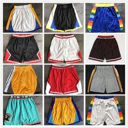 Stitched Team Basketball Shorts Men Sweatpants pantaloncini da basket Sport Mens Short Pants White Black Red Purple Green193M