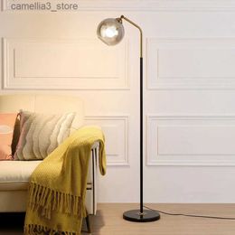 Floor Lamps Nordic LED Glass Floor Lamp Modern Living Rooms Round Ball Standing Lights Bedroom Study Reading Lamps Black Gold White Fixtures Q231016