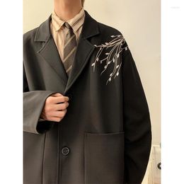 Men's Suits Blazers Embroidered Suit Jacket Male Spring Autumn Loose Buttons Casual Turndown Collar Single-breasted Tops