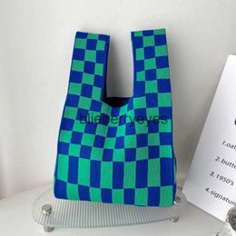 Totes Bag Female Crowd Design Checkerboard Travel Weaving Handbag Tote Bag Handbag05blieberryeyes