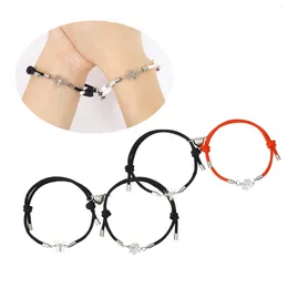 Charm Bracelets 2pcs Halloween Spiders Couple Love Magnetic Matching Bangles Fashionable Festive Jewellery Accessories