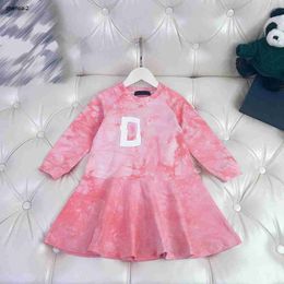 luxury girl dress designer baby clothes Gradient Long Sleeve Kids frock Size 110-160 CM fashion Chest logo print Child A-line skirt Aug21