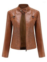 Women's Leather 2023 Autumn Winter Faux Jacket Women Fashion Motorcycle Biker Coat Ladies Zipper Jackets 3XL Oversized Casual Outerwear