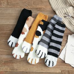 Other Festive Party Supplies Plush Winter Cute Style Cat Paw Cartoon Pattern Women Cotton Socks Super Soft For Female Stay In The Dhkgp