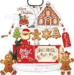 Factory Outlet New Christmas Gingerbread Man Layered Tray Decoration Christmas Table Decoration Farmhouse Country Style