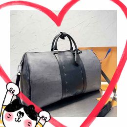 Designer Duffle Bag 50cm leather Luggages creative 3913 brown Black flowers stitching hanbags 45cm The large capacity Men Women Luggage Weekend Travel tote Bags