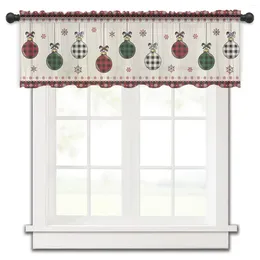 Curtain Christmas Tree Ball Small Window Tulle Sheer Short Bedroom Living Room Home Decor Voile Drapes