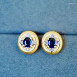 Stud Earrings JHY Solid 18k Gold 0.7ct Natural Blue Sapphire Studs For Women Fine Jewellery Birthday Presents
