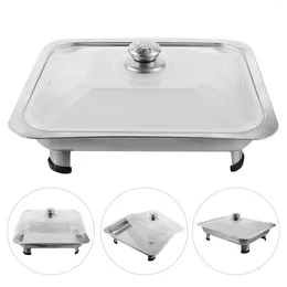 Dinnerware Sets Stainless Steel Buffet Pan Plate Baking Dish Lid Flat Rectangular Serving Plastic Entertaining Dishes Dinner Plates