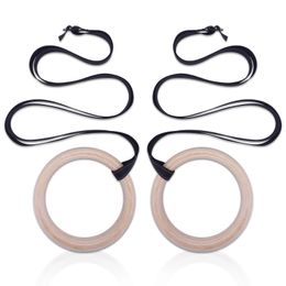 Gymnastic Rings 28/32mm Wood Gymnastics Gym Rings with 4.5m Adjustable Straps for Home Gym Crossfit Pull Up Full Body Strength Muscle Training 231012