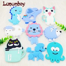 Teethers Toys 10pcs Baby Silicone Teether kids infant Teething Toy Animal bear dinosaur snail rabbit cat elephant Beads Infant Chewable Toys 231016