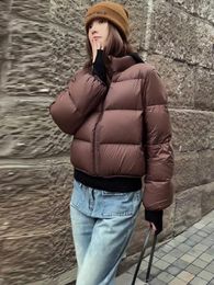 Women's Trench Coats 2023 Autumn/Winter Cotton Coat Short Solid Long Sleeve Thickened Zipper Jacket Casual Versatile Fashion Warm Top