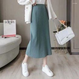 Skirts 2023 High Strecth Spring And Autumn Stylish Fit Waist Ruched Bodycon Skirt Women Skinny Fashion Streetwear Solid T423