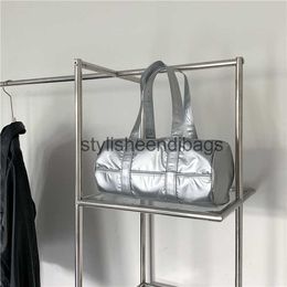 Shoulder Bags Cylinder handbag silver bag Women's bag Fashion and bag crowd Large capacity underarm nylon bagstylisheendibags