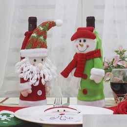 Table Runner Santa Claus Wine Bottle Case Decorated With Bag Placemat For Dining Christmas Drop Delivery Home Garden Textiles Cloths Dhn4U