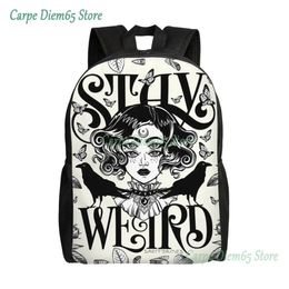 School Bags Personalised Stay Weird Backpack Women Men Basic Bookbag for School College Halloween Witch Bags 231016
