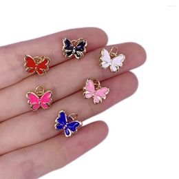 Pendant Necklaces Fashion Cute Butterfly Mix Color Enamel Copper Plated Necklace Keychain Accessories For Women Jewelry Making