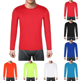 Men's T Shirts Mens Long Sleeve Crew Neck Solid Color Shirt