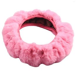 Steering Wheel Covers Car Decor Cover Auto 3 Pcs Comfort Fashion Faux Wool Fluffy Four Seasons Set Shift Gear