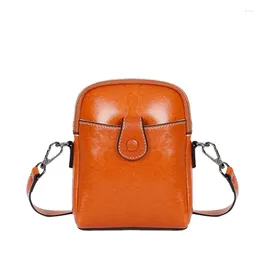 Evening Bags Real Cowhide Mobile Phone Bag Solid Small Messenger Women's Summer Single Shoulder Crossbody Lady Soft Leather Purse