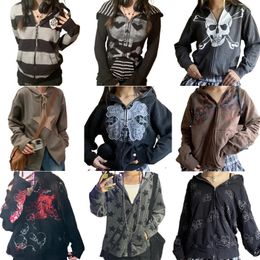 Men s Hoodies Sweatshirts Y2K Aesthetics Grunge Retro E girl Gothic Mall Goth Zip Up Vintage Graphic Patch Coat Autumn Streetwear 231016