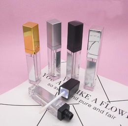 7ML LED Empty Lip Gloss Tubes Bottles with Mirror Square Clear Lip Gloss Bottle Lipgloss Refillable Bottles Container Plastic Makeup Packaging Gold Sliver New